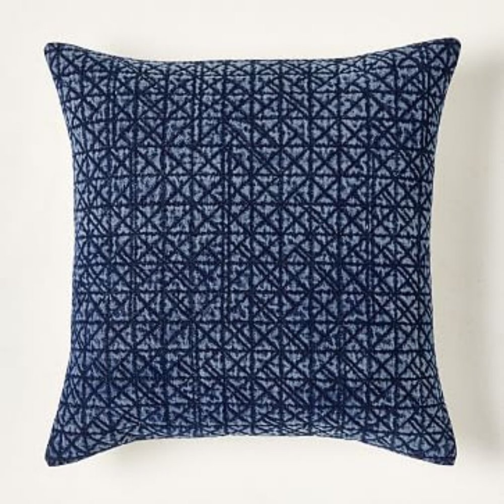New Lattice Tie Dye Pillow Cover, 20"x20", Indigo, Set of 2, West Elm
